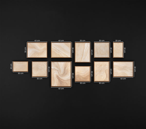 Desert Relief – 11-Panel Handmade Framed Textured Abstract Wall Art Set