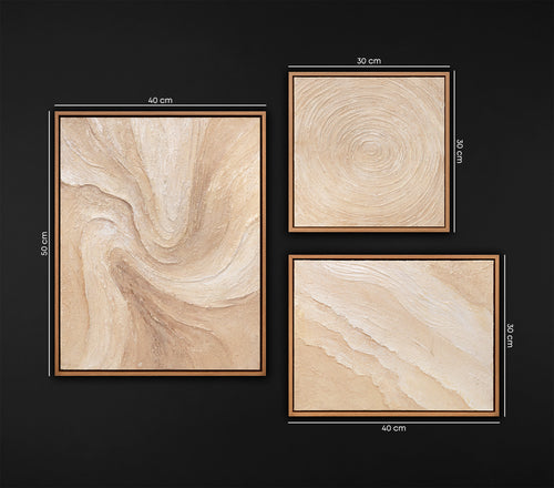 Hand-Painted Three Set Wall Art "Traces of the Wind"