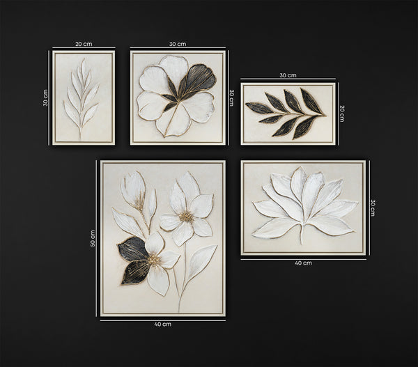 Midnight Bloom – 9-Panel Handmade Framed Floral Abstract Wall Art Set