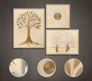 Hand-Painted Wall Art 3 Set "Radiance of Nature"