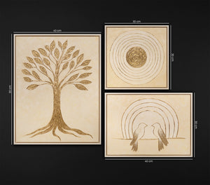 Sacred Botanica – 9-Panel Handmade Framed Abstract Wall Art Set