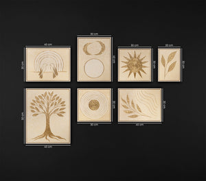 Sacred Botanica – 9-Panel Handmade Framed Abstract Wall Art Set