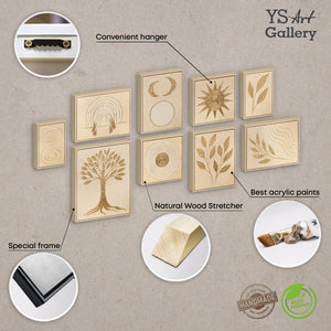 Hand-Painted Wall Art 3 Set "Radiance of Nature"