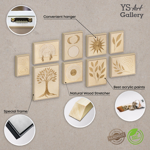 Hand-Painted Wall Art 3 Set "Radiance of Nature"