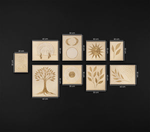 Sacred Botanica – 9-Panel Handmade Framed Abstract Wall Art Set