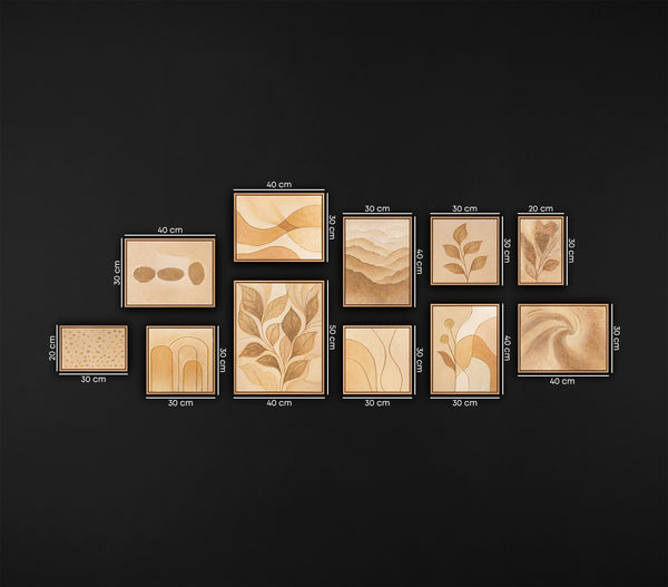 Soft Botanica – 11-Panel Handmade Framed Abstract Wall Art Set