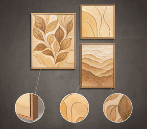 Hand-Painted Set of 3 Wall Art "Rustle of Leaves"