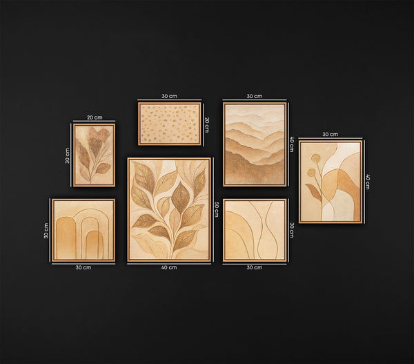 Hand-Painted Set of 3 Wall Art "Rustle of Leaves"