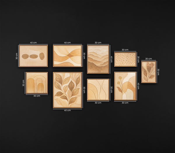 Soft Botanica – 11-Panel Handmade Framed Abstract Wall Art Set