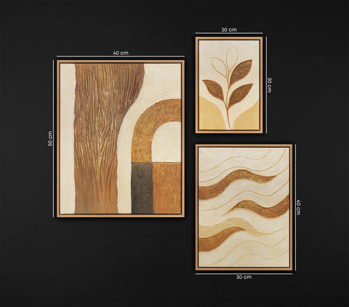 Warm Geometry – 11-Panel Handmade Framed Abstract Wall Art Set