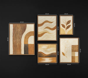 Warm Geometry – 11-Panel Handmade Framed Abstract Wall Art Set