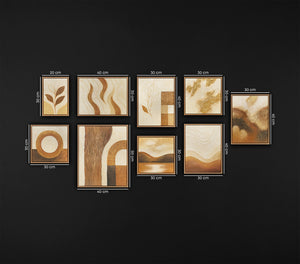 Warm Geometry – 11-Panel Handmade Framed Abstract Wall Art Set