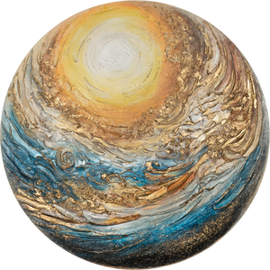 Colorful Abstract Wall Art "Goldsphere" – Planet-Inspired Acrylic Canvas