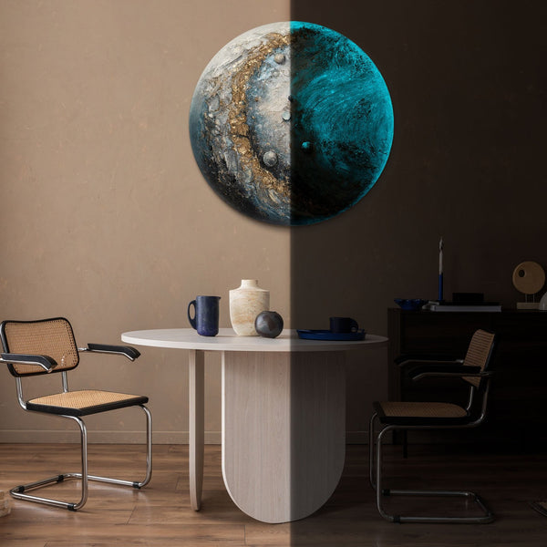 Glow in the dark round painting "Aurosphere" - you unique planet