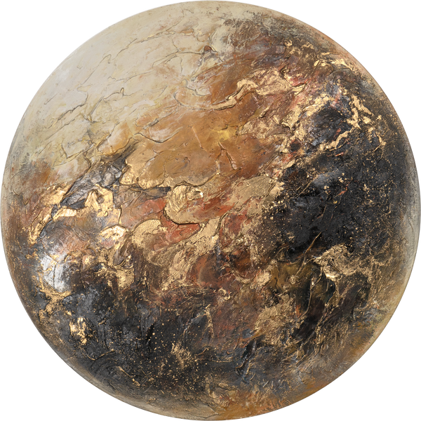 Luxury Abstract Wall Art "Venus" – Round Glow-in-the-Dark Canvas with Gold and Earth Tones