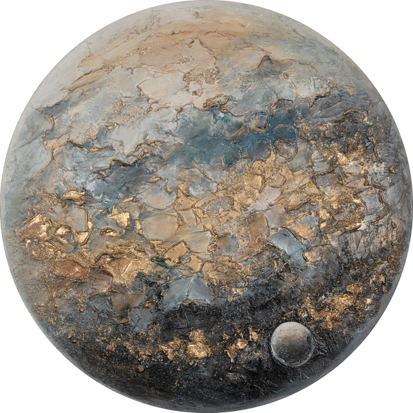 Modern Gold Wall Art "Orbis" – Round Hand-Painted Acrylic Canvas