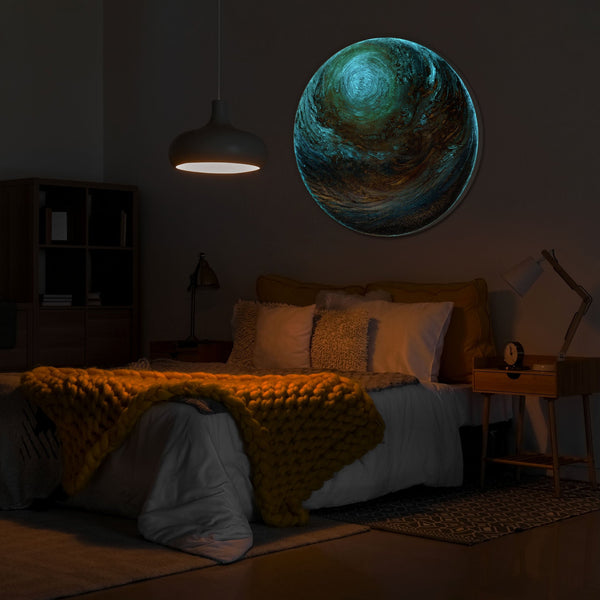 Glow in the dark round painting "Goldsphere" - you unique planet