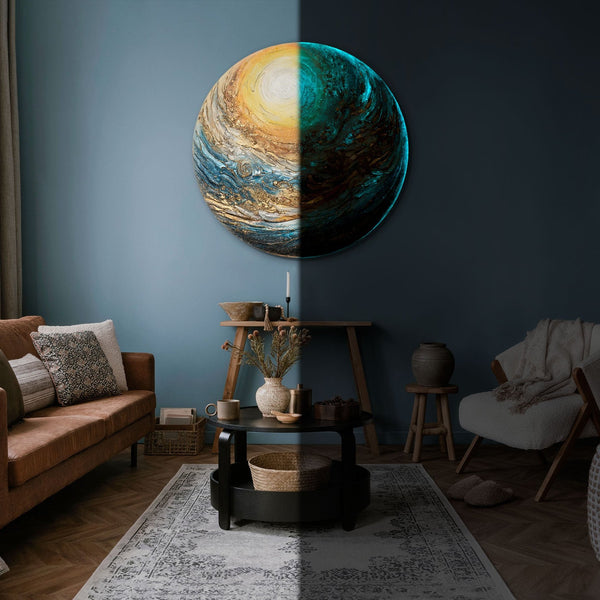 Glow in the dark round painting "Goldsphere" - you unique planet