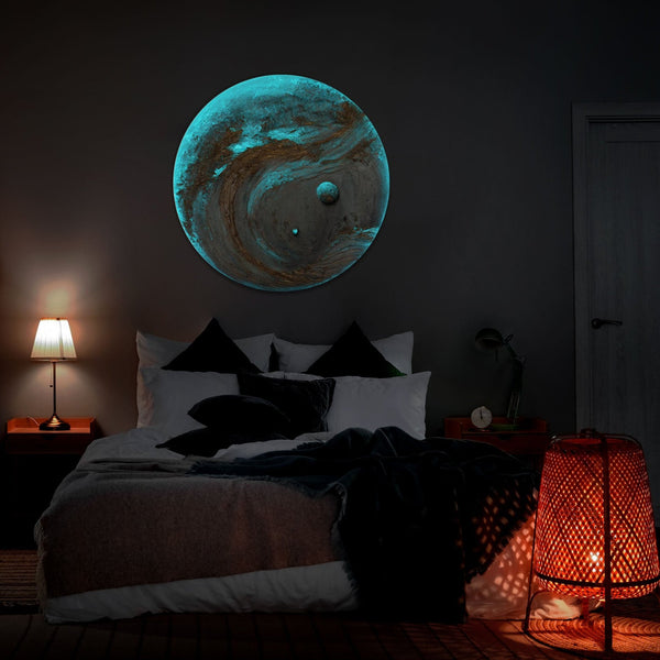 Glow in the dark round painting "Heliona" - you unique planet