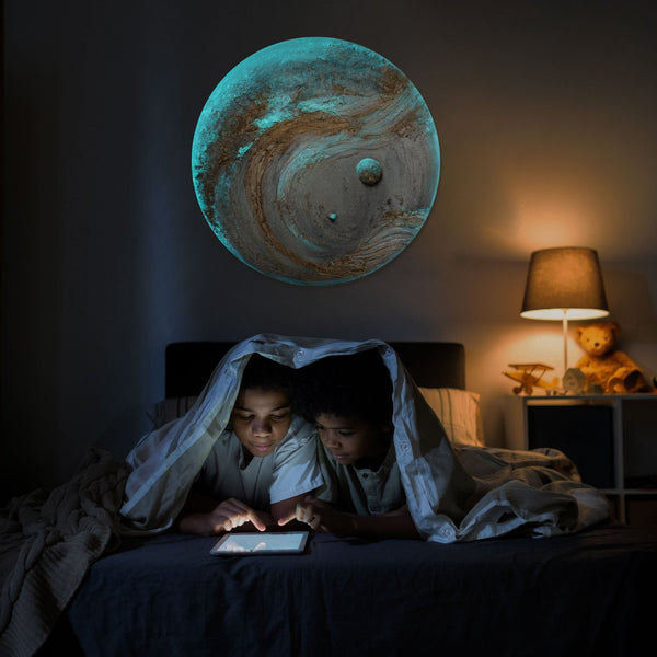 Glow in the dark round painting "Heliona" - you unique planet