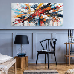 Modern Abstract Painting as Bold Contemporary Wall Art – Crimson Energy 115x50cm