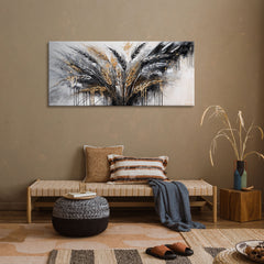 Modern Abstract Wall Art with Textured Minimalist Style – Golden Palm 115x50cm