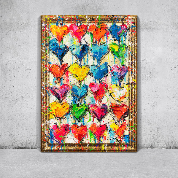 Exclusive abstract acrylic wall art in frame for living room "Palette of Love"