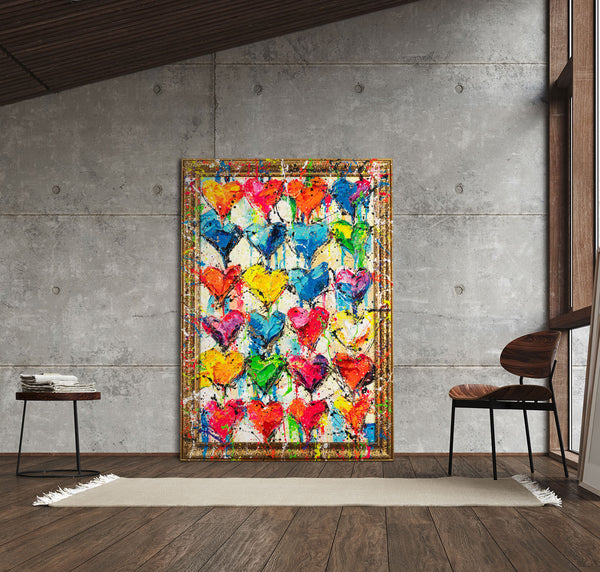 Exclusive abstract acrylic wall art in frame for living room "Palette of Love"