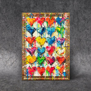 Handmade Paintings with Frame - Modern Wall Decor for Living Room "Palette of Love"