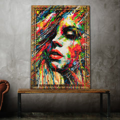 Wandbilder Pop Art Frau Gesicht bunt handgemalt
