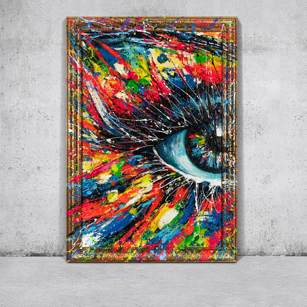 Exclusive handmade abstract wall art in frame for living room "Energy of Vision"