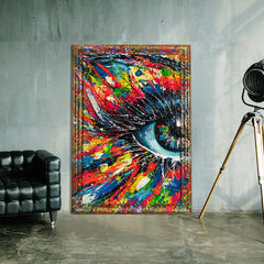Leinwandbilder Pop Art Auge bunt handgemalt
