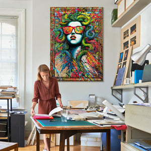 Abstract Modern Handmade Paintings on Canvas with Frame "The Myth of Neon"