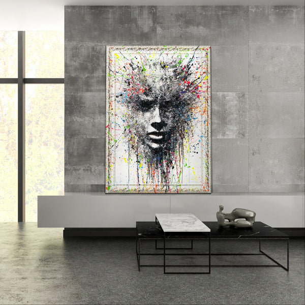 Unique original abstract painting in frame for home decor "Ethereal Imager"