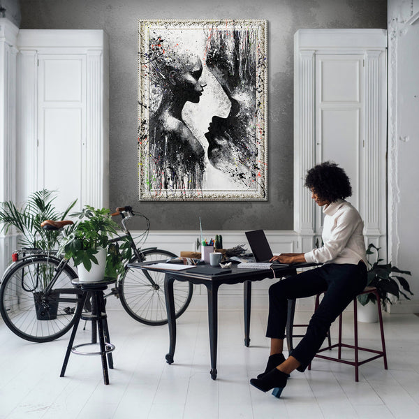 Exclusive emotional abstract framed wall art for home decor "Edges of Intimacy"