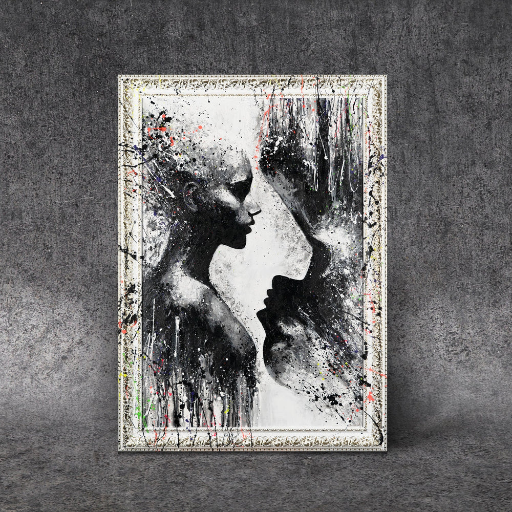 Large Textured Portrait Wall Art Framed Canvas – Silent Reflection