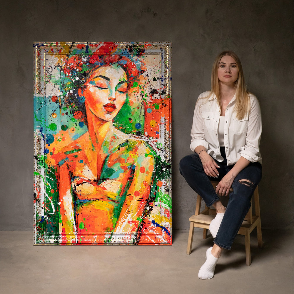 Modern Living Room Wall Art – Abstract Canvas Painting „Color of Her Dream“