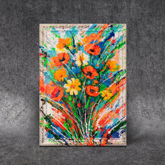 Buntes Blumen Gemälde auf Leinwand – moderne Wandkunst
