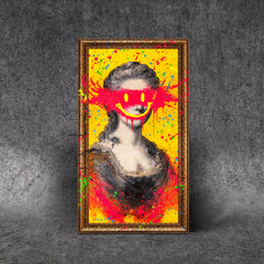 Pop Art Frauenporträt mit Smiley als modernes Leinwandbild