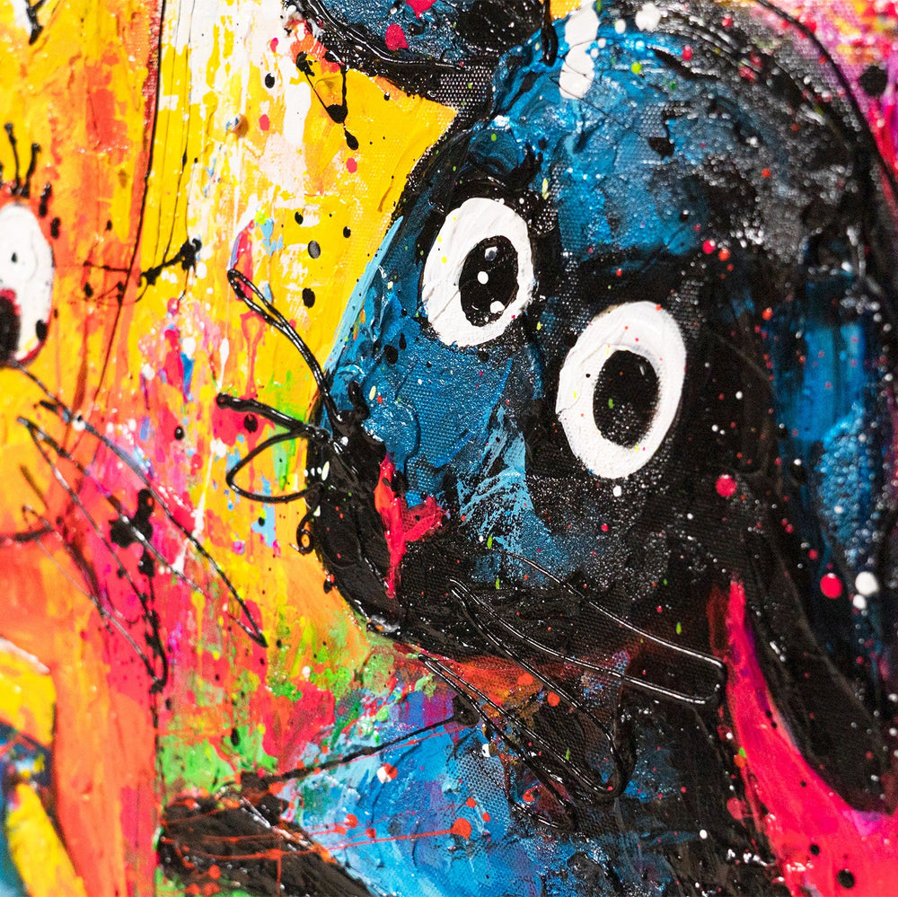 Buntes Katzenbild als modernes Leinwandbild
