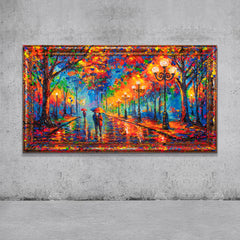 Abstraktes buntes Leinwandbild mit Herbstallee