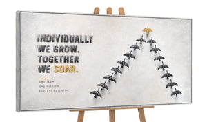 Teamwork Wins the Journey – Hand Painted Rowing Team Office Wall Art