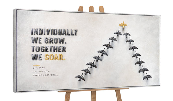 Teamwork Wins the Journey – Hand Painted Rowing Team Office Wall Art