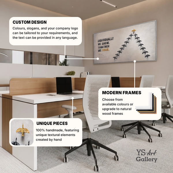 Teamwork Wins the Journey – Hand Painted Rowing Team Office Wall Art