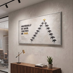 Teamwork Wins the Journey – Hand Painted Rowing Team Office Wall Art