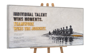 Motivationsbild Panorama – Querformatiges Leinwandbild mit Ruderboot für Chefbüro und Homeoffice