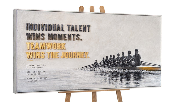 Motivationsbild Panorama – Querformatiges Leinwandbild mit Ruderboot für Chefbüro und Homeoffice
