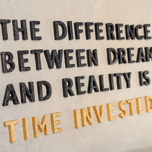 The Difference Is Time Invested – Hand Painted Motivational Hourglass Wall Art 55x28inch