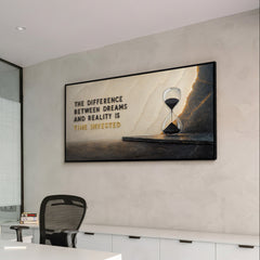 The Difference Is Time Invested – Hand Painted Motivational Hourglass Wall Art 55x28inch