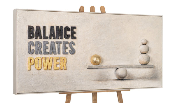 Balance Creates Power – Hand Painted Textured Wall Art with Balancing Stones 55x28inch